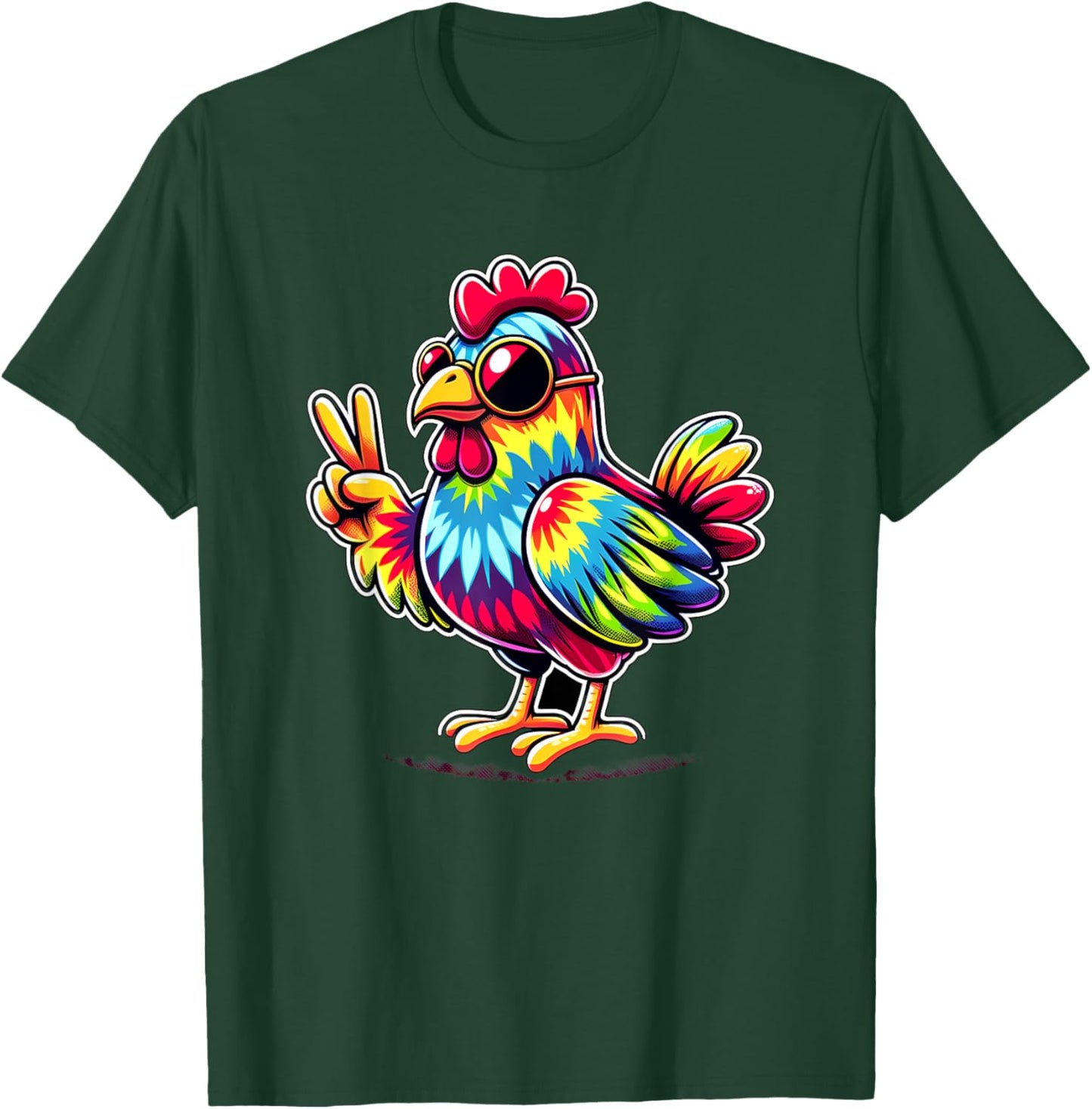 Peace Sign Tie Dye Chicken T-Shirt - T-Shirt | Forest