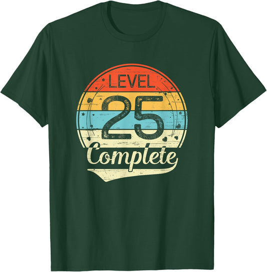 Level 25 Complete Retro 25th Wedding Anniversary T-Shirt - T-Shirt | Forest
