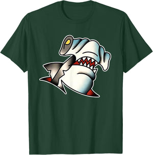 Hammerhead Shark Traditional Tattoo Flash T-Shirt - T-Shirt | Forest