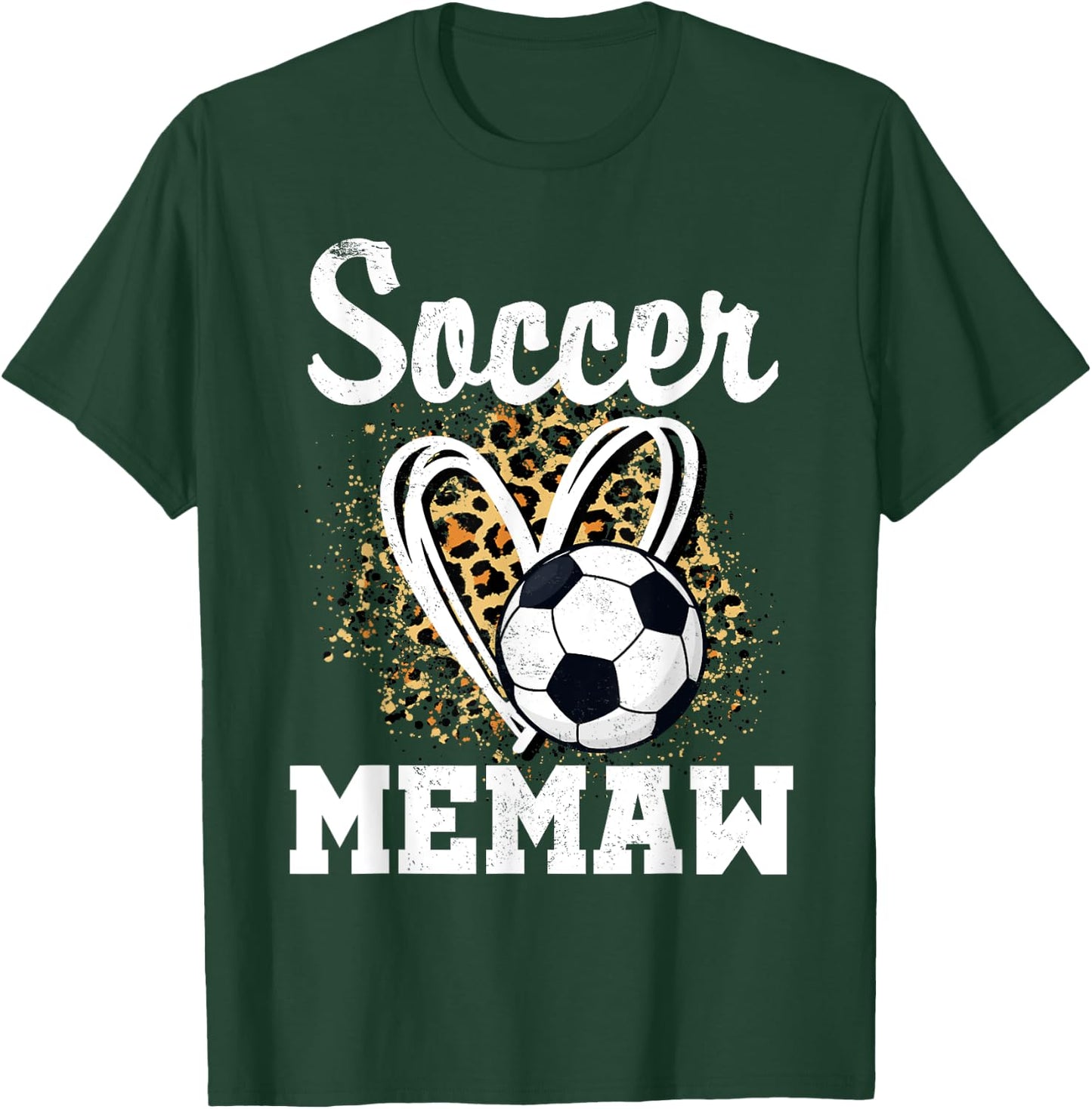 Soccer Memaw Leopard Heart Matching Family T-Shirt - T-Shirt | Forest