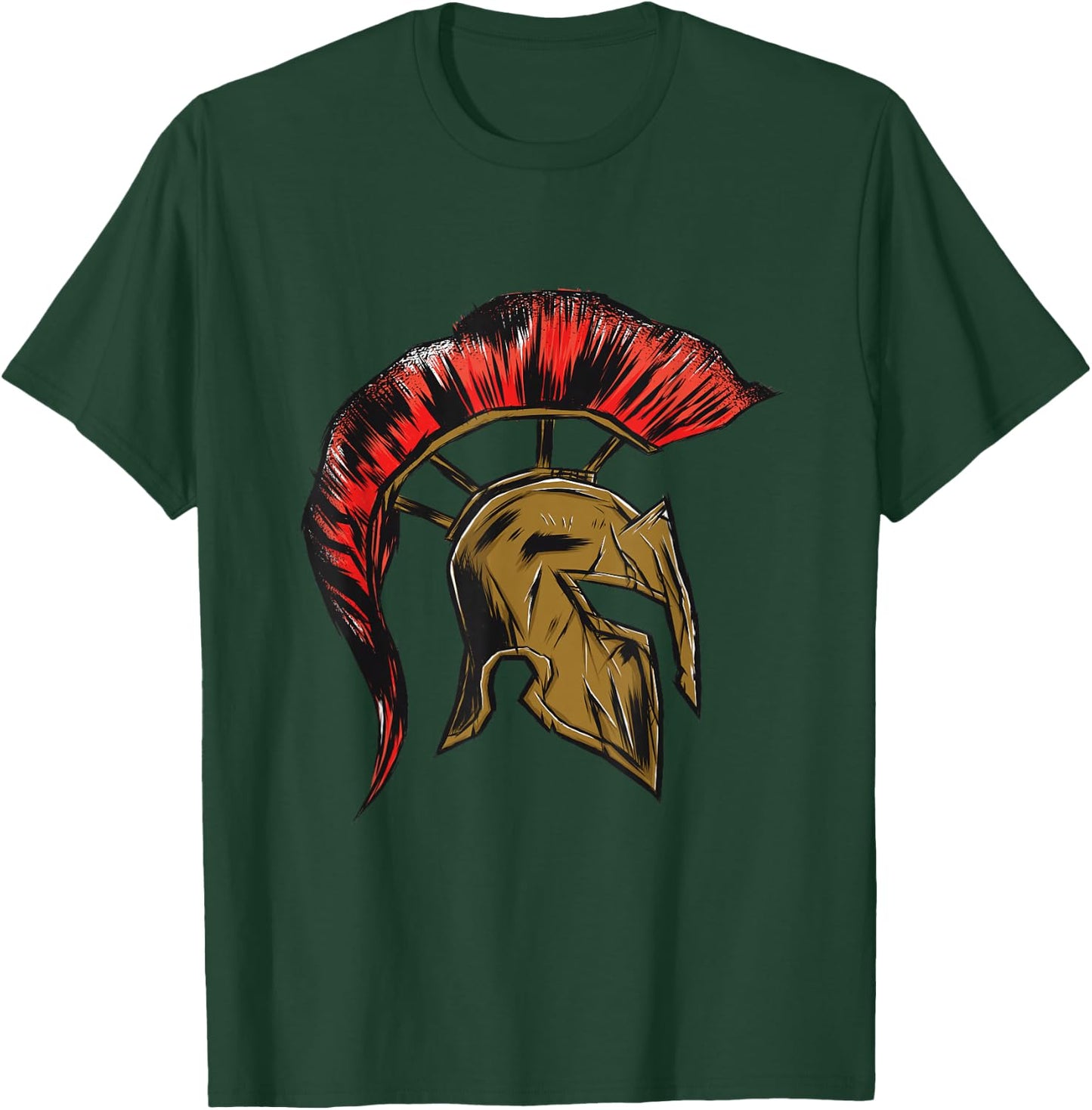 Spartan Gladiators Helmet Greece Warrior Sparta T-Shirt - T-Shirt | Forest