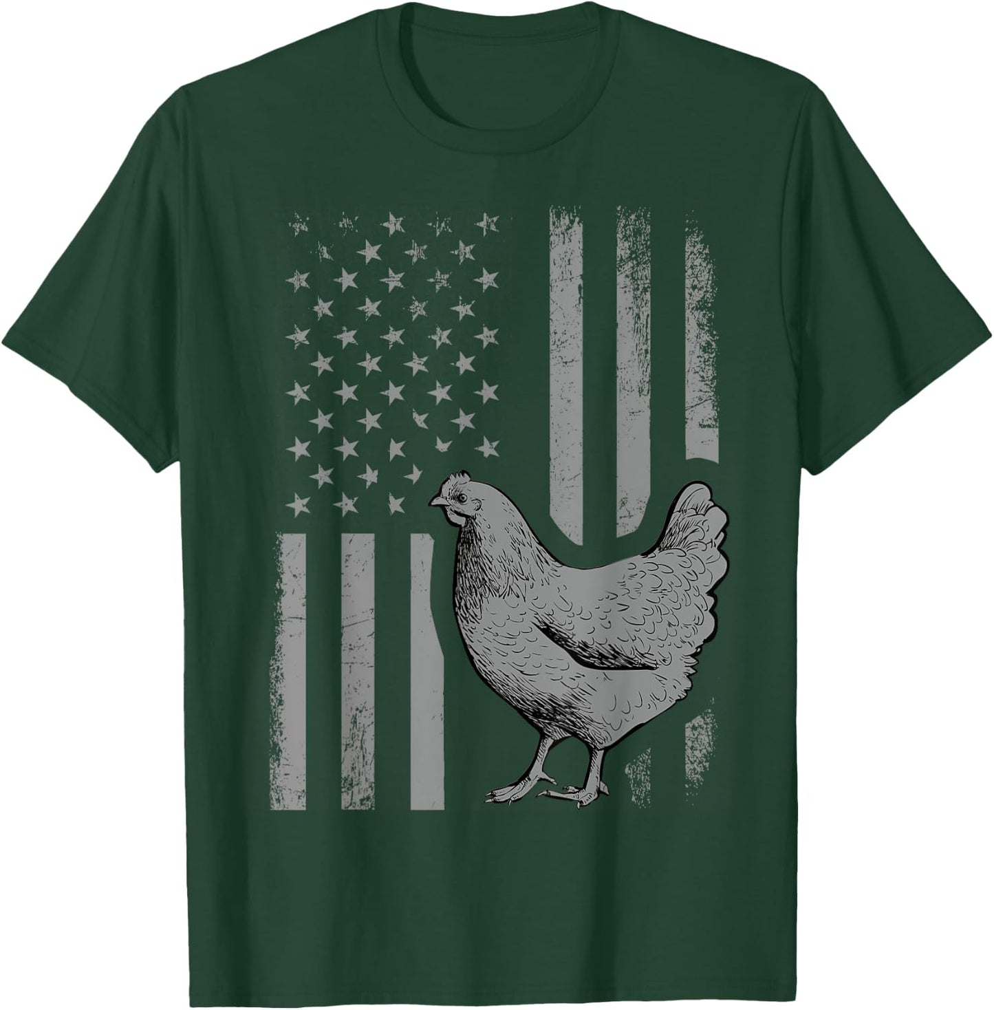 American Flag Chicken Lover Gift Patriotic Flag Gift Men T-Shirt - T-Shirt | Forest