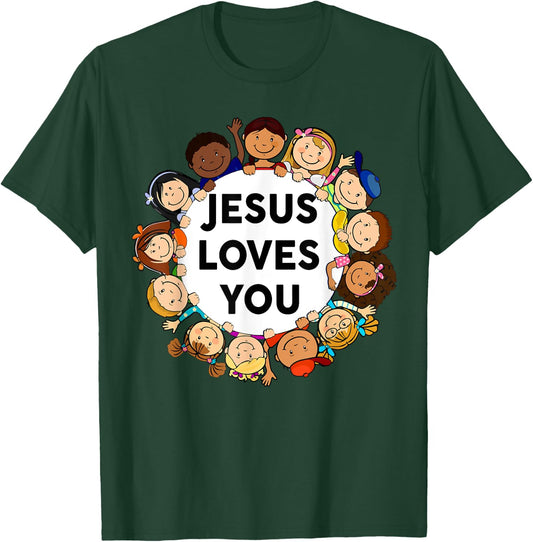 Jesus Loves You Christian Easter Kids T-Shirt - T-Shirt | Forest