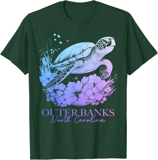 Outer Banks North Carolina Sea Turtle Surf Surfer T-Shirt - T-Shirt | Forest