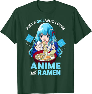 Just A Girl Who Loves Anime and Ramen Bowl Teen Girl T-Shirt - T-Shirt | Forest