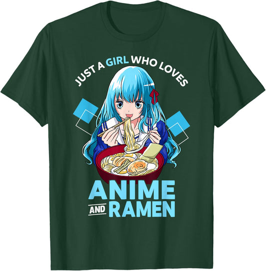Just A Girl Who Loves Anime and Ramen Bowl Teen Girl T-Shirt - T-Shirt | Forest