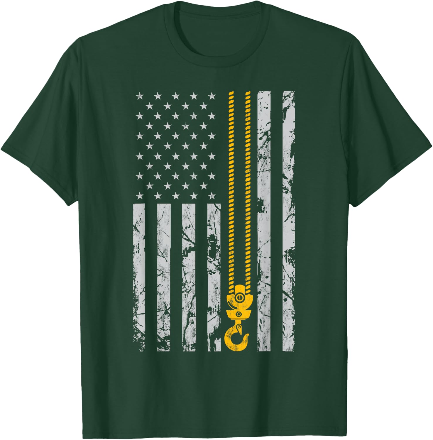 Lifting Hook Thin American Flag Crane Operator gift T-Shirt - T-Shirt | Forest