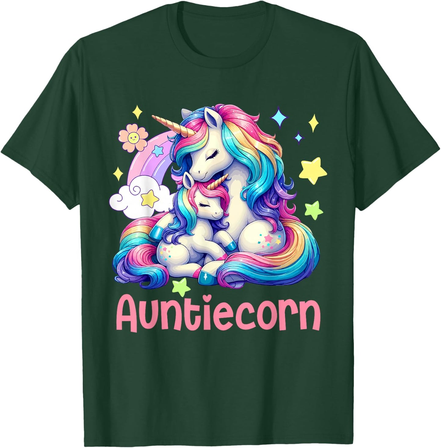 Auntiecorn Mother's Day Auntie Costume Unicorns Lover Family T-Shirt - T-Shirt | Forest