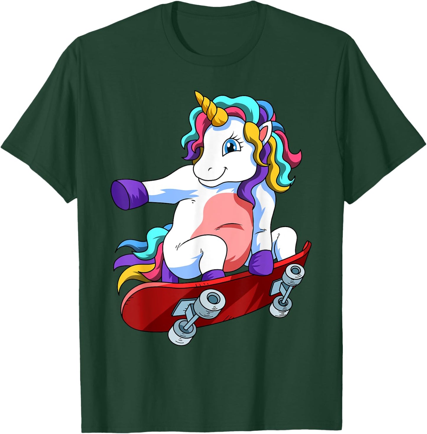 Skateboard Unicorn Lover Skateboarder Skateboarding Skate T-Shirt - T-Shirt | Forest