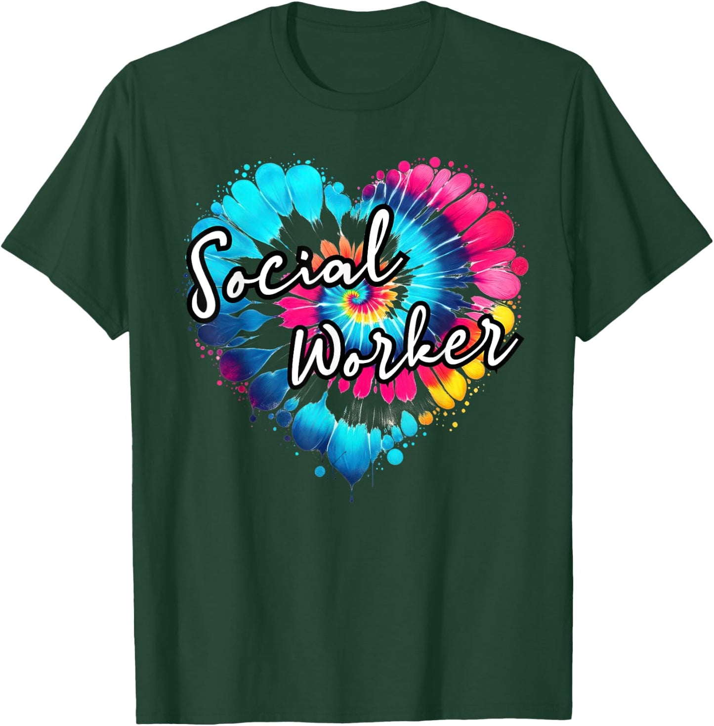 Social Work Month Tie dye a heart Child Family Social Worker T-Shirt - T-Shirt | Forest