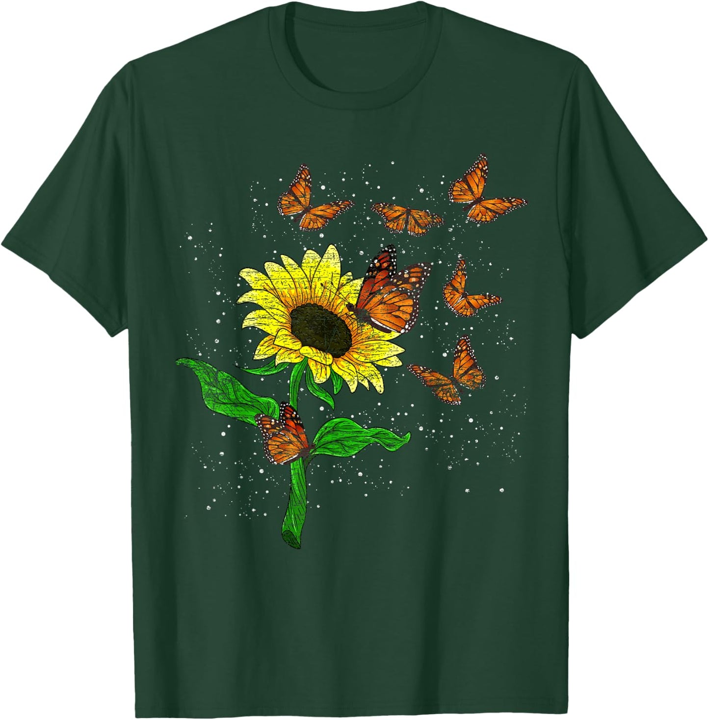 Flower Blossom Butterflies Nature Butterfly Sunflower T-Shirt - T-Shirt | Forest