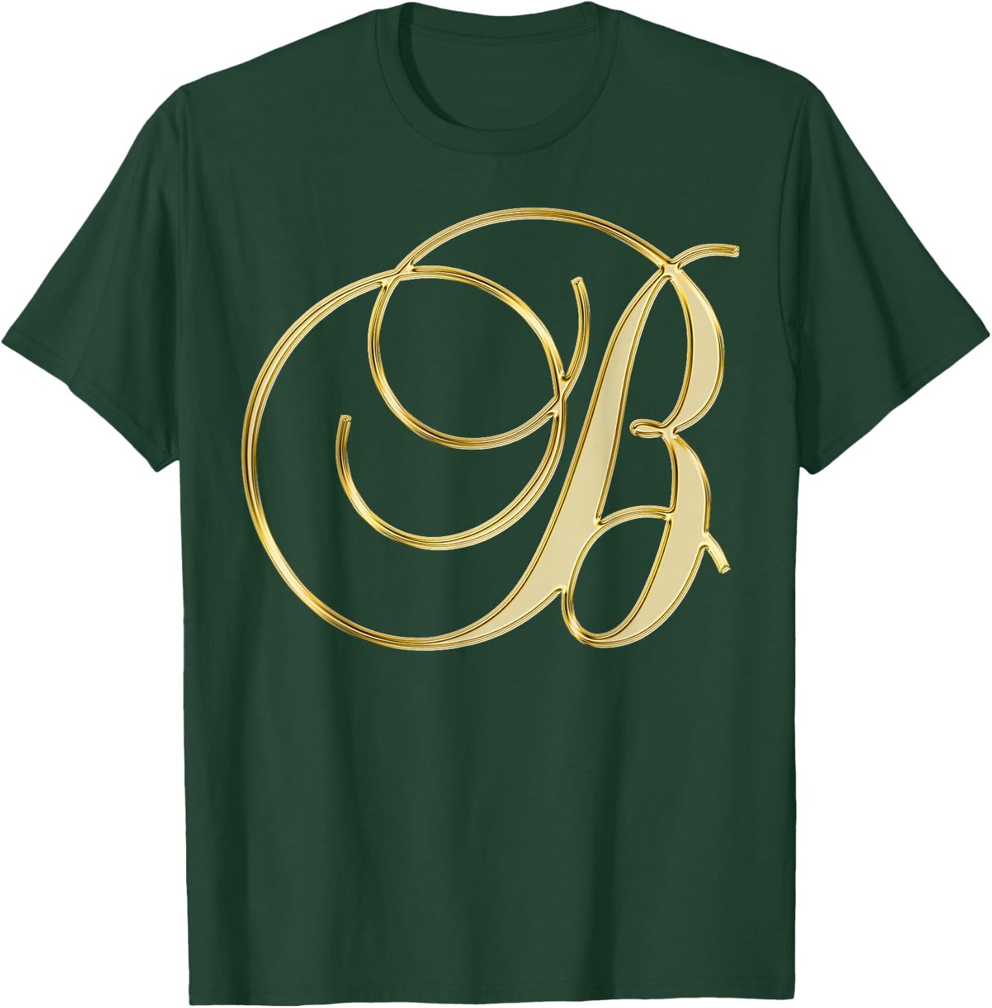 Monogram Initial Letter B Gold T-Shirt - T-Shirt | Forest