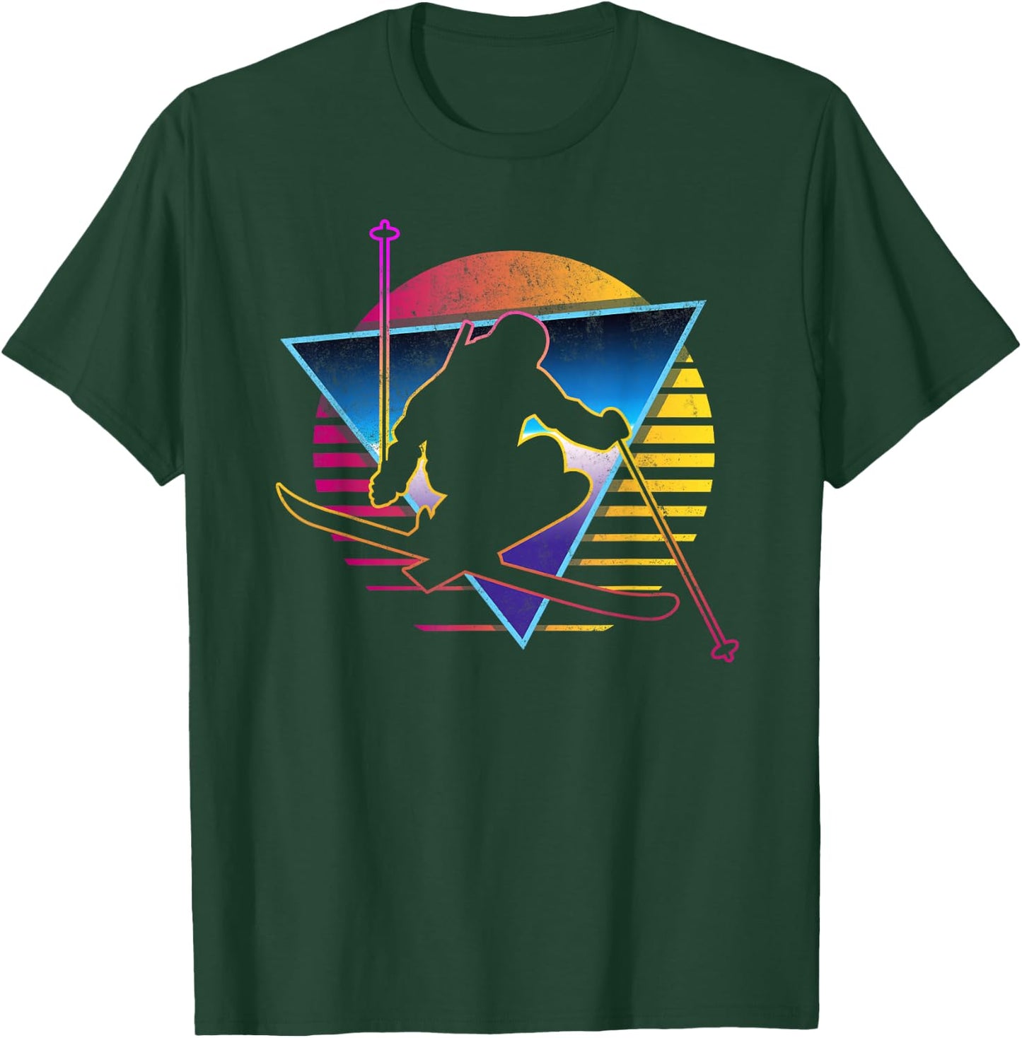 Retro Vintage 80s Ski T-Shirt - T-Shirt | Forest