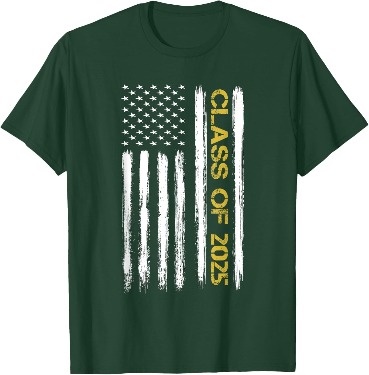 Class of 2025 Senior Patriotic American Flag Graduation Gift T-Shirt - T-Shirt | Forest