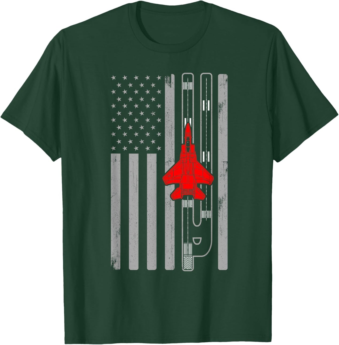 F-15 Eagle Fighter Jet Plane American Flag F15 T-Shirt - T-Shirt | Forest