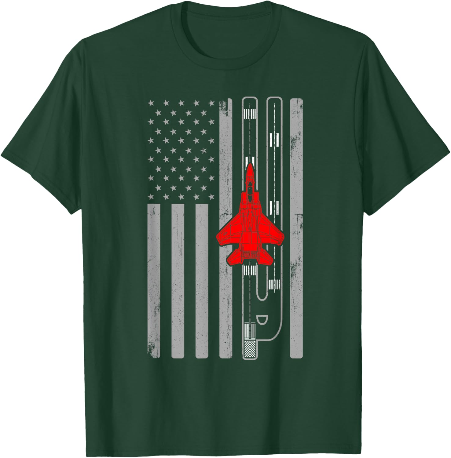 F-15 Eagle Fighter Jet Plane American Flag F15 T-Shirt - T-Shirt | Forest