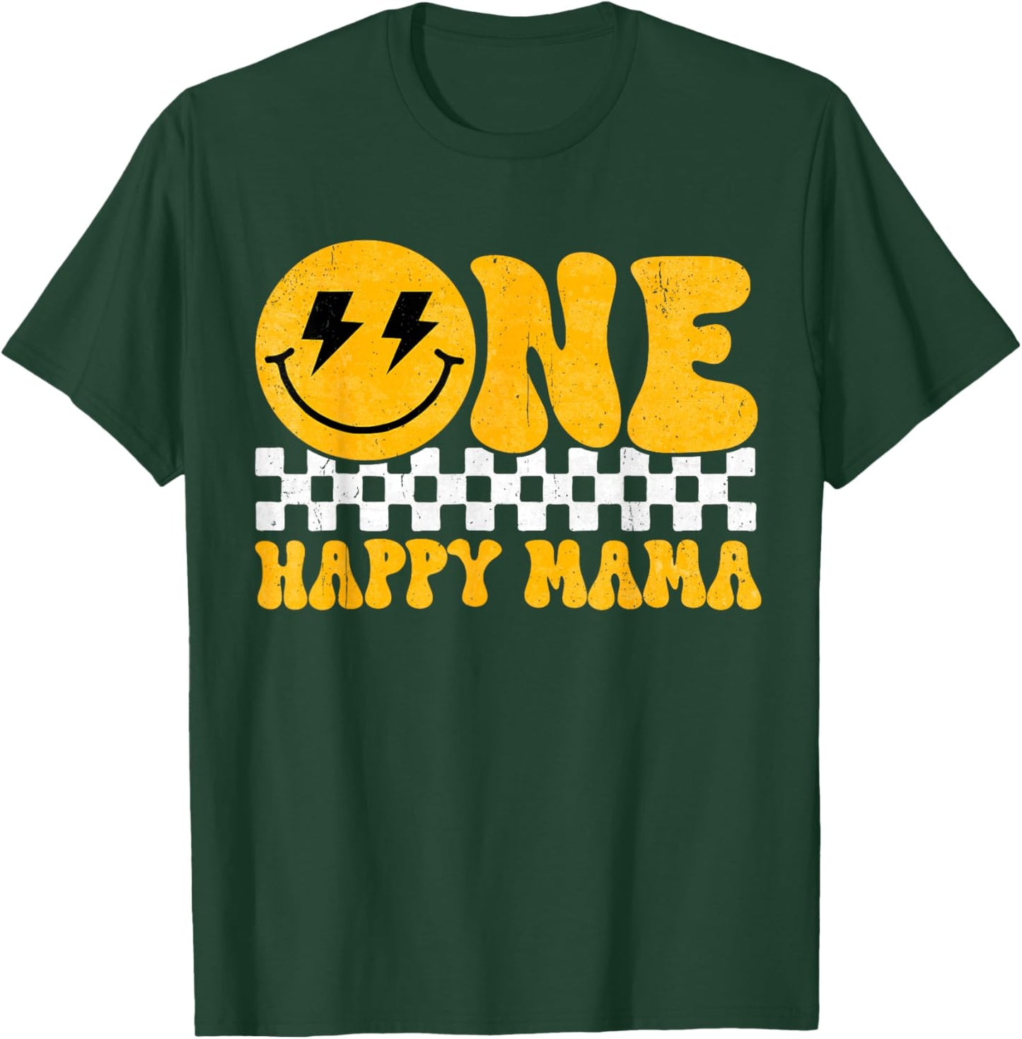 One Mama, Happy 1st Birthday, Groovy Smile, 1 Year Old Women T-Shirt - T-Shirt | Forest