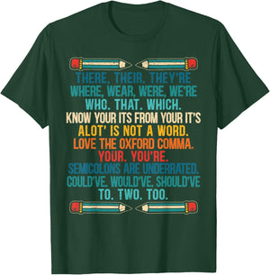 Funny Grammar Police Grammar Nazy English Writing Teacher T-Shirt - T-Shirt | Forest