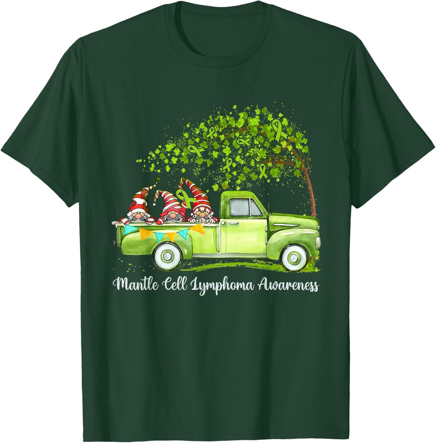 Gnomes Riding Truck Mantle Cell Lymphoma Awareness T-Shirt - T-Shirt | Forest