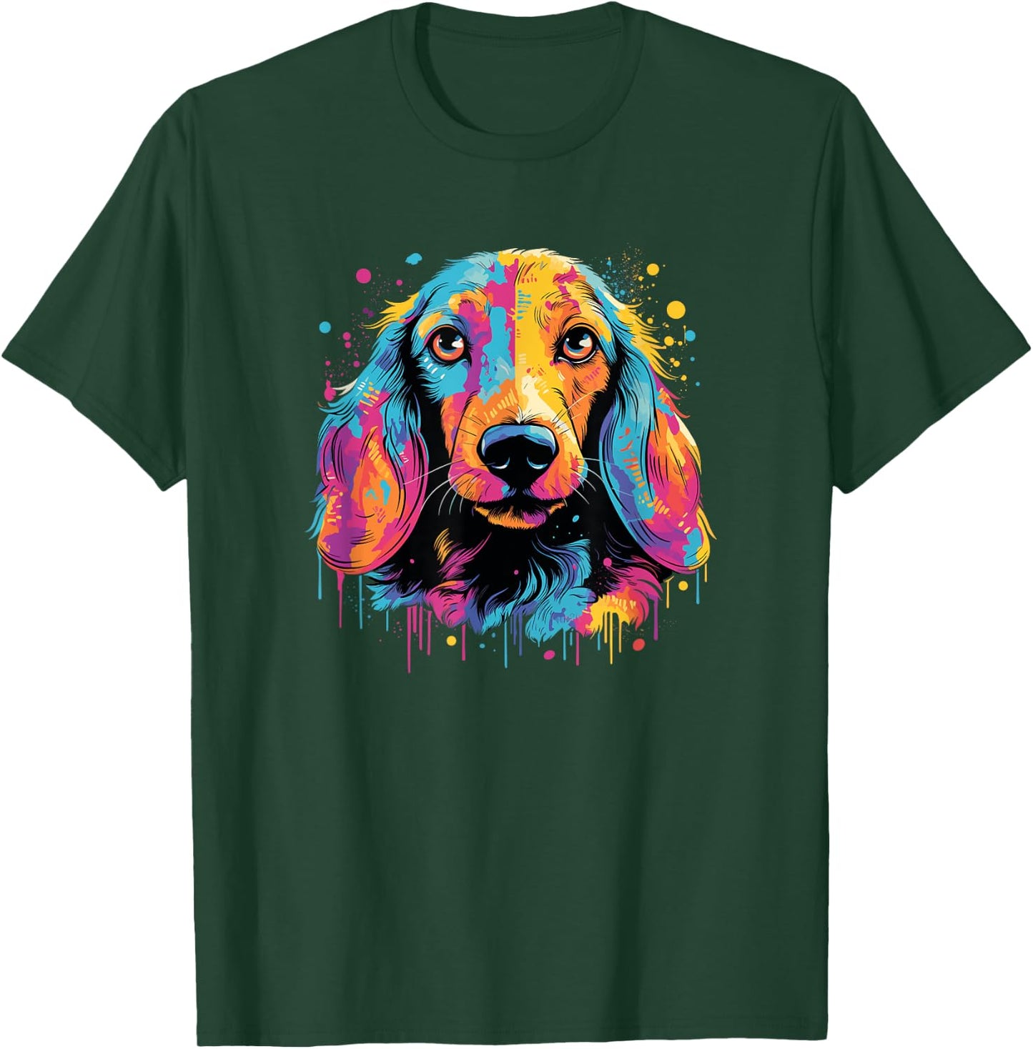Arthog Dachshund Dog Art Design - Black, Small, Short Sleeve, Classic Fit, Pull On, Machine Wash T-Shirt - T-Shirt | Forest