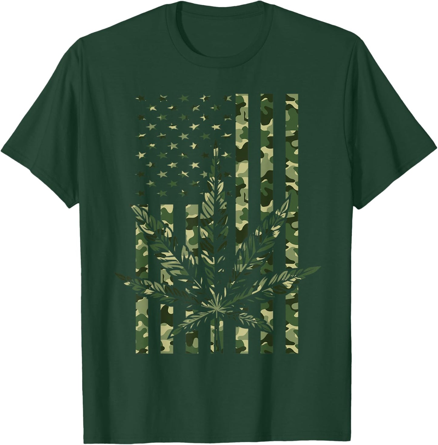 American Flag Camo Legalize Marijuana Patriotic Pot Lover T-Shirt - T-Shirt | Forest