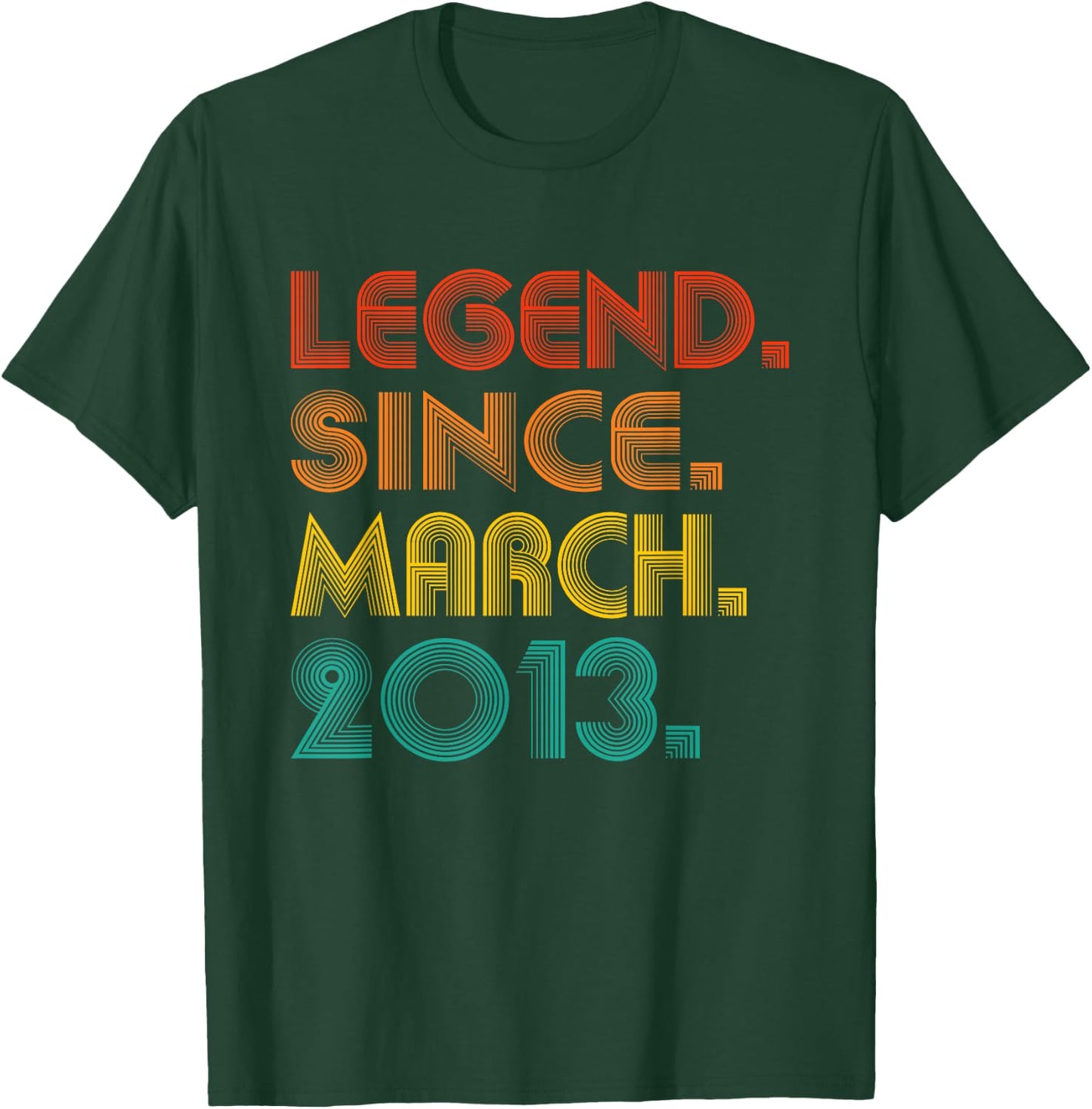 Legend Since March 2013 Men Women Vintage 2013 Birthday Idea T-Shirt - T-Shirt | Forest