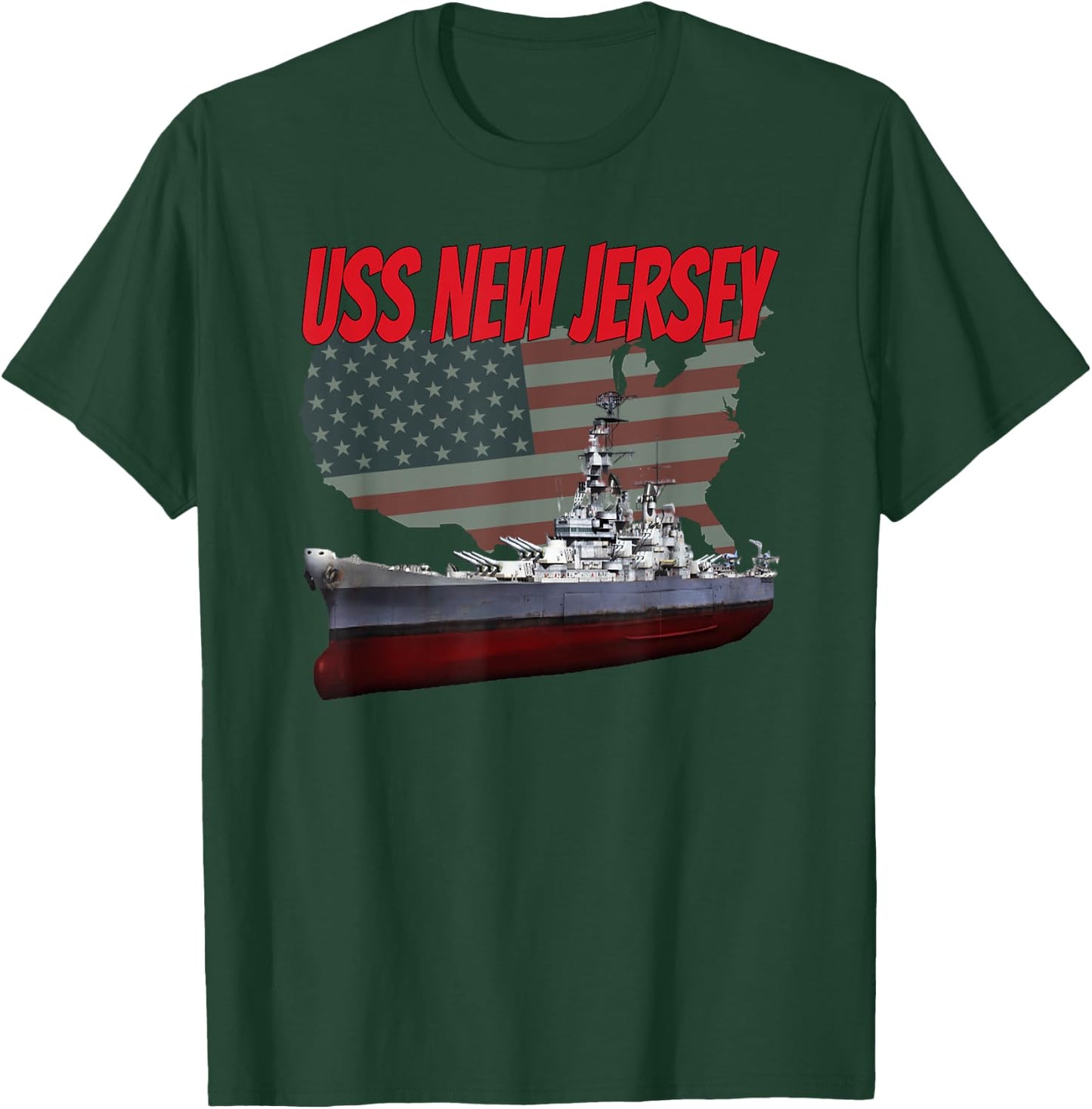 WW2 Battleship USS New Jersey BB-62 World War 2 Ship Boys T-Shirt - T-Shirt | Forest