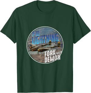 P-38 Lighting WW2 Plane Aircraft Aviation WW2 Airplane Gift T-Shirt - T-Shirt | Forest