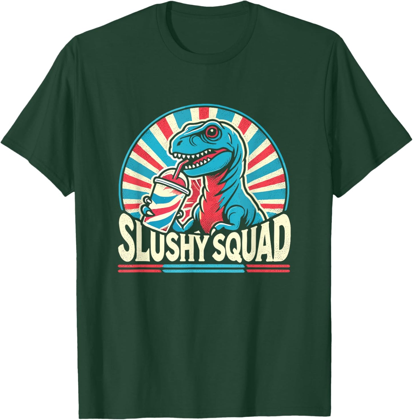 Slushy Squad T-Rex Retro Design T-Shirt - T-Shirt | Forest
