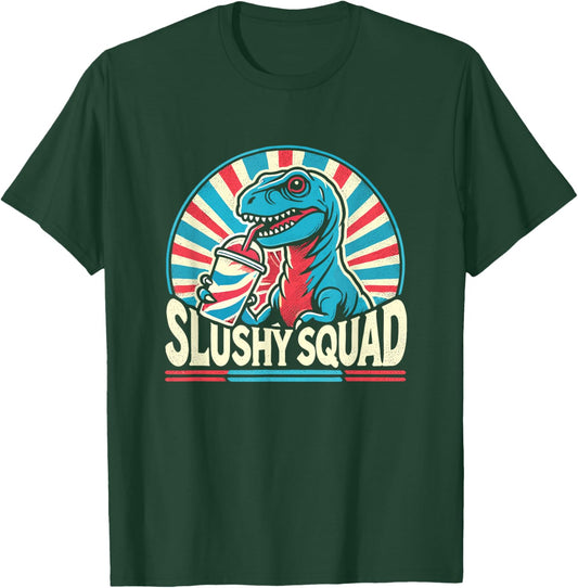 Slushy Squad T-Rex Retro Design T-Shirt - T-Shirt | Forest