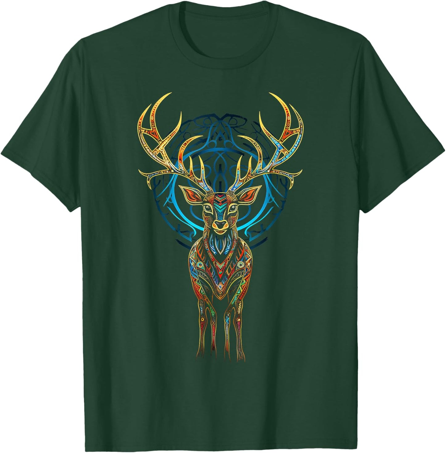 Deer Geometric Art Animal Mandala Colorful Artwork Deer T-Shirt - T-Shirt | Forest