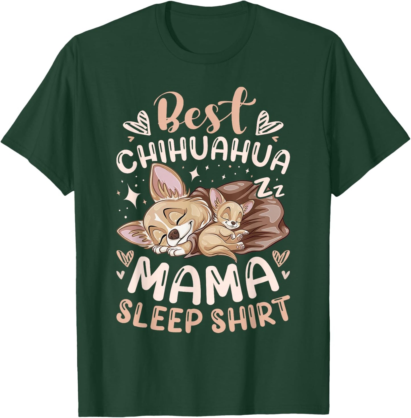 Best Chihuahua Mama Sleep Shirt, Mother Dog with Puppy T-Shirt - T-Shirt | Forest