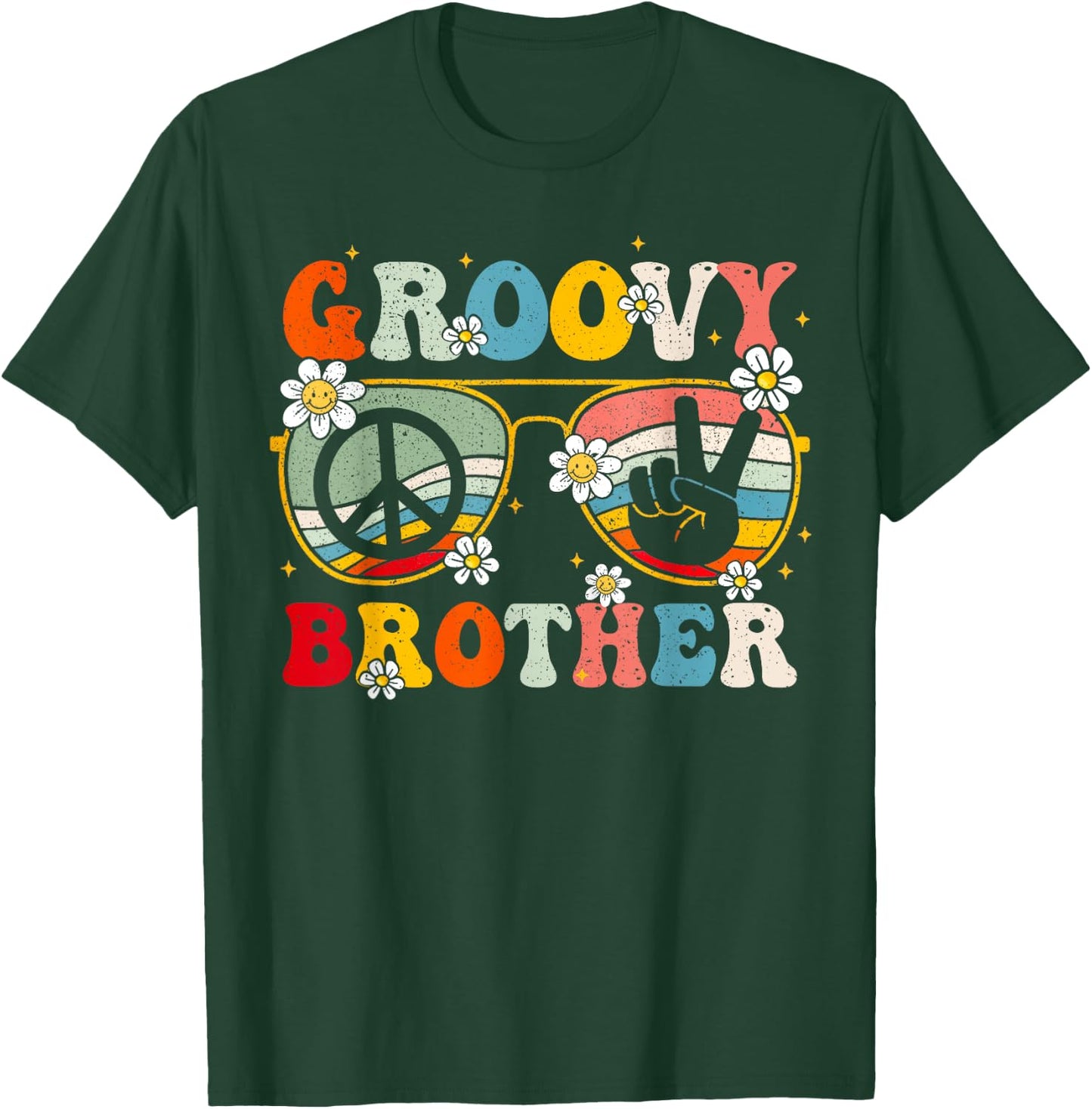Groovy Brother Retro Matching Family Colorful 60s 70s Bro T-Shirt - T-Shirt | Forest