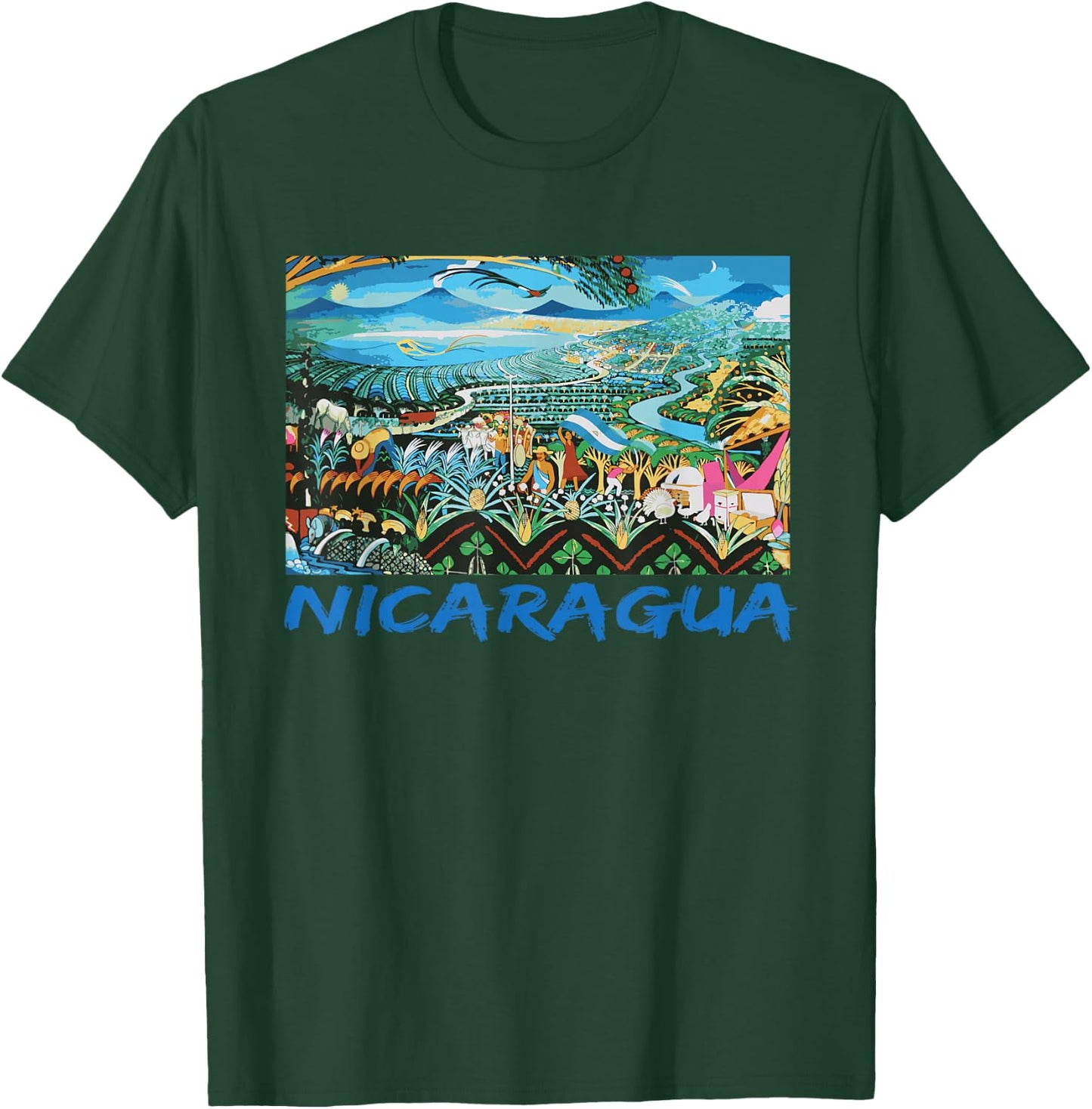 Nicaragua Artesania Central America Flag Art T-Shirt - T-Shirt | Forest