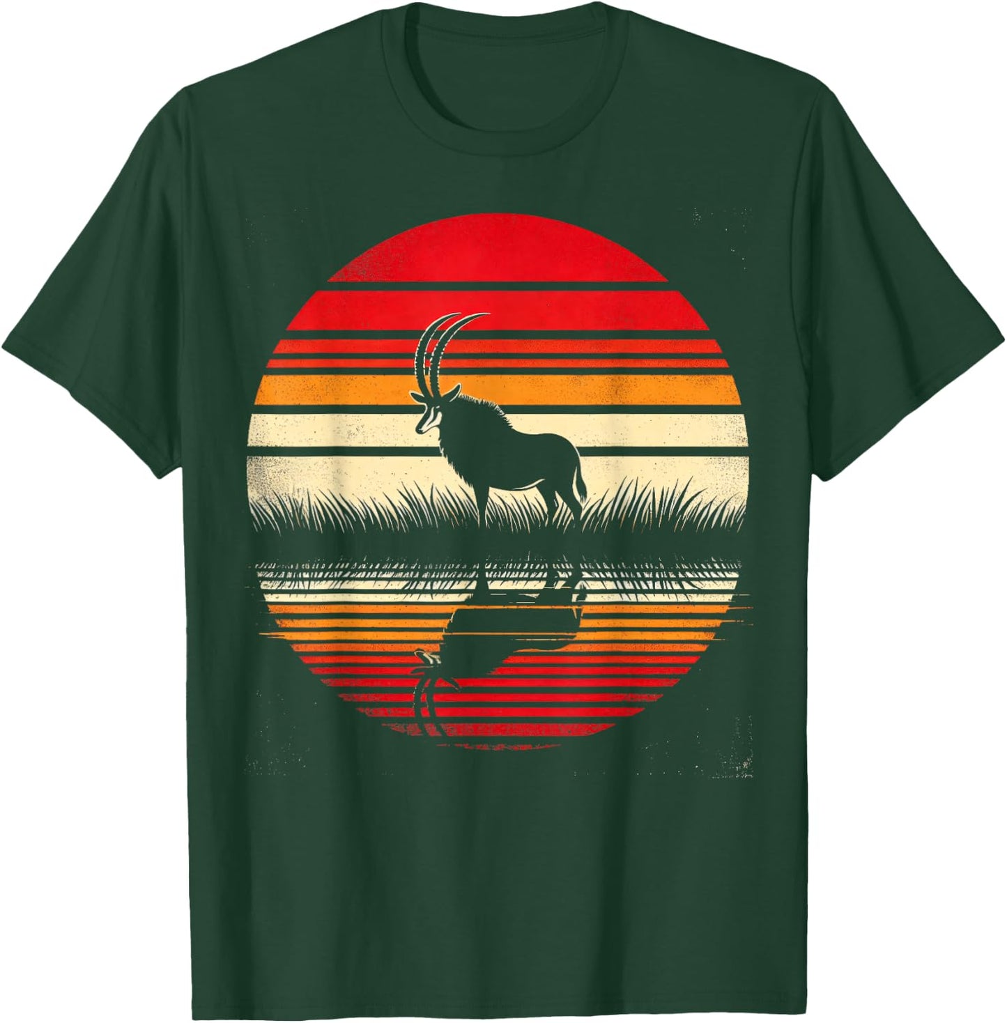 Sable Antelope Sunset Retro Style Safari Vintage 70s T-Shirt - T-Shirt | Forest