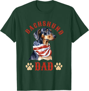 Dachshund Dad Dog Father's Day 4th of July Kids Men T-Shirt - T-Shirt | Forest