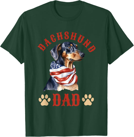 Dachshund Dad Dog Father's Day 4th of July Kids Men T-Shirt - T-Shirt | Forest