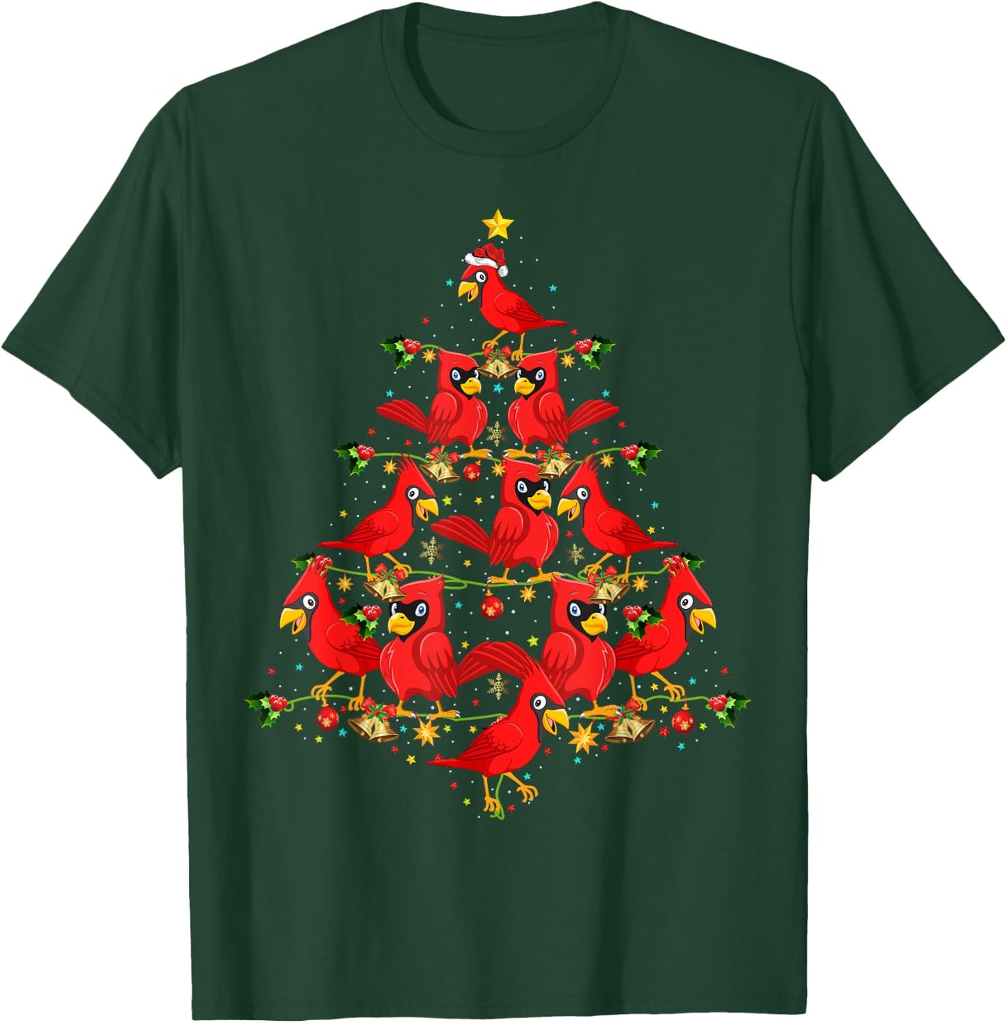 Cardinal Birds Christmas Tree Gift Funny Christmas Cardinal T-Shirt - T-Shirt | Forest