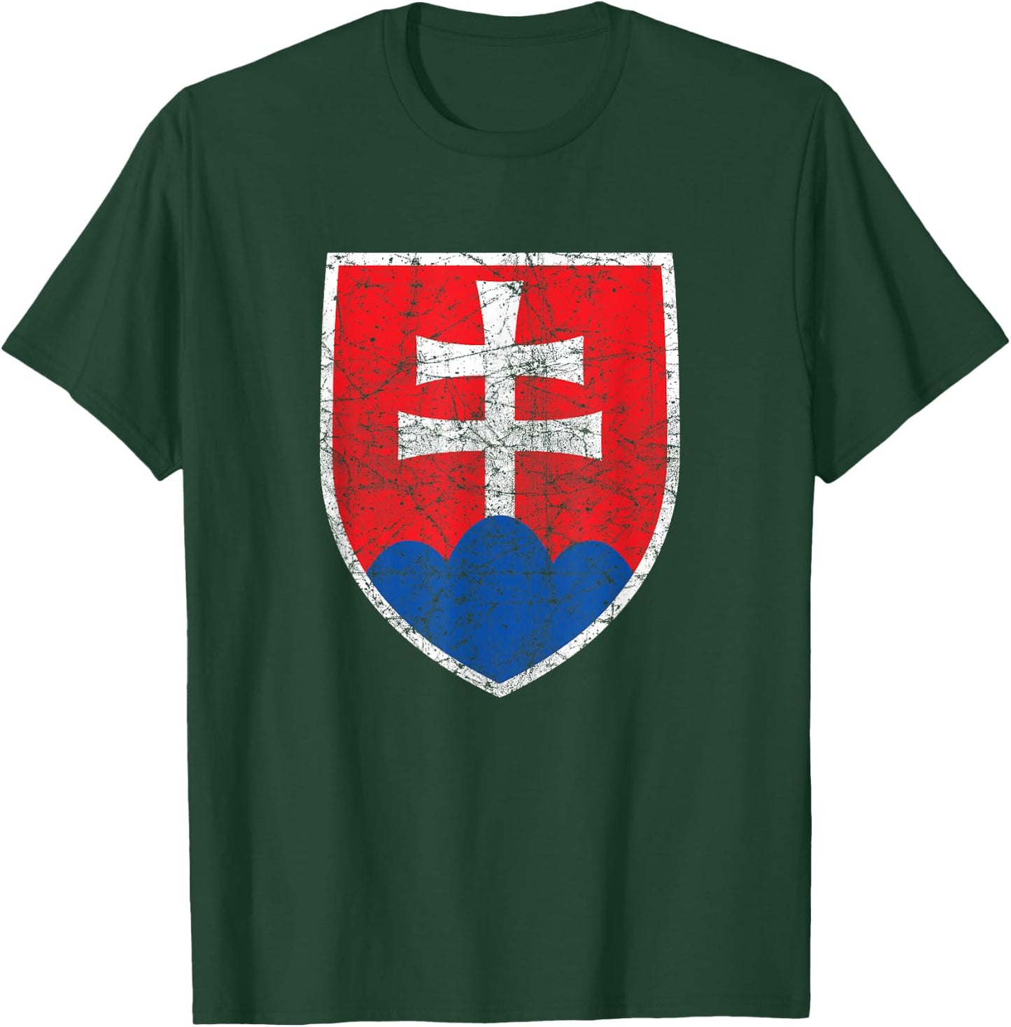 Vintage Slovakian Flag Crest Retro Slovakia Travel Souvenir T-Shirt - T-Shirt | Forest