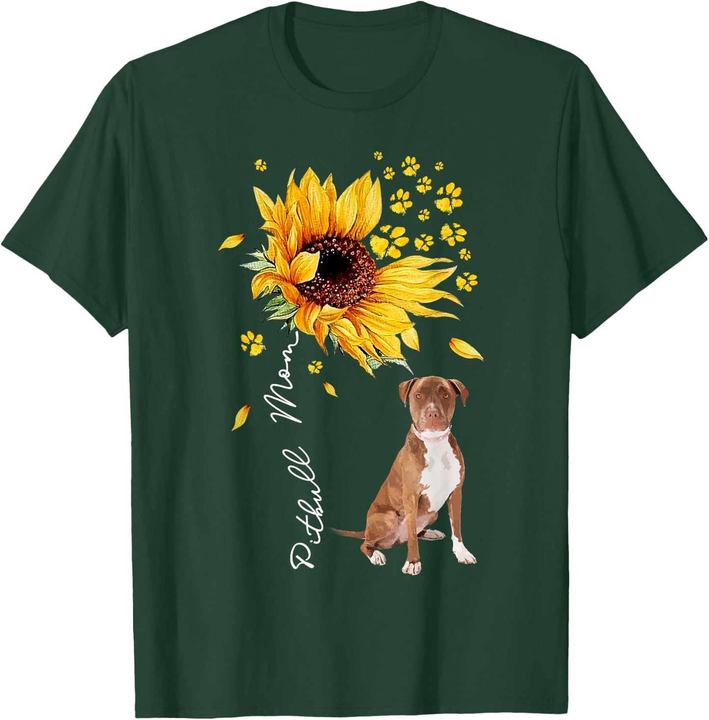 Sunflower Pitbull Mom Dog Lover Gifts T-Shirt - T-Shirt | Forest