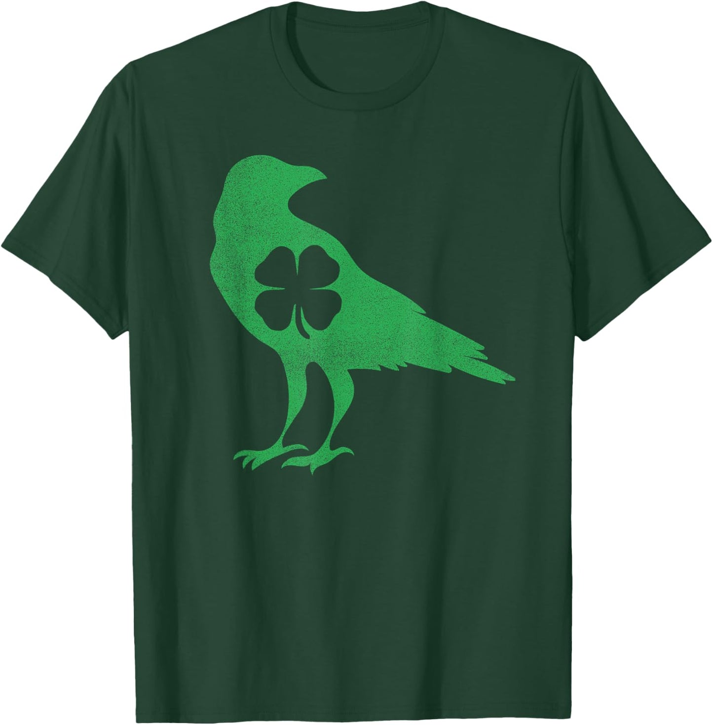 Raven Crow Bird Shamrock St. Patrick's Day Saint Paddy's T-Shirt - T-Shirt | Forest