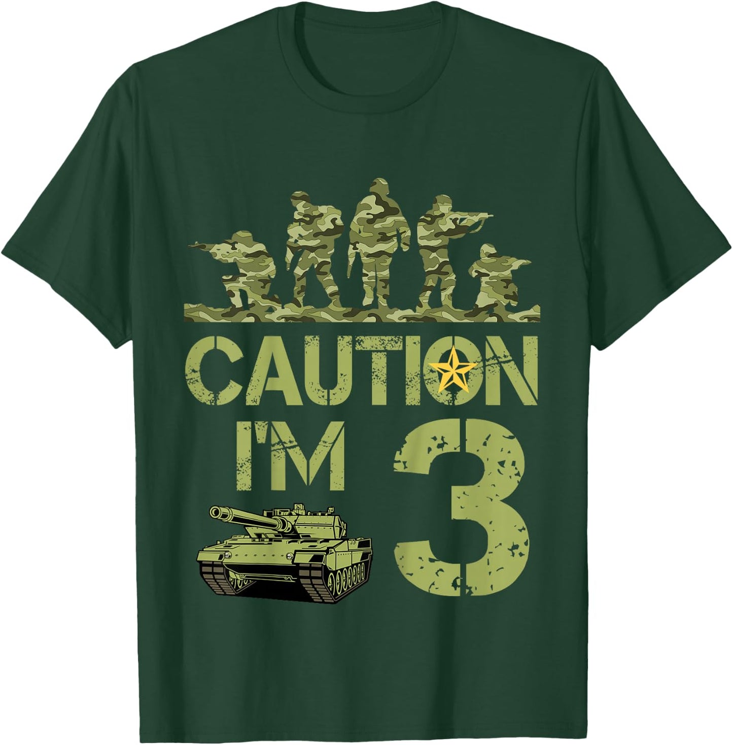 Kids 3rd Birthday Military I'm 3 Year Old Soldier Camo 3 Birthday T-Shirt - T-Shirt | Forest