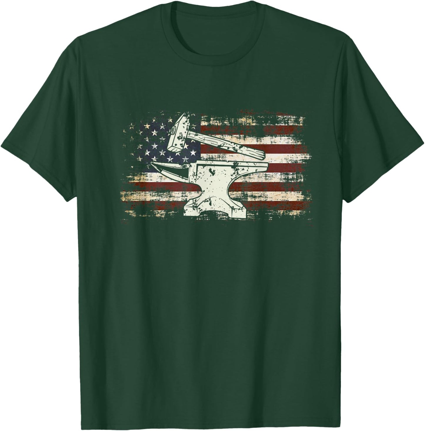 Schmiedegeschenke Patriotic American Flag Forging T-Shirt - T-Shirt | Forest