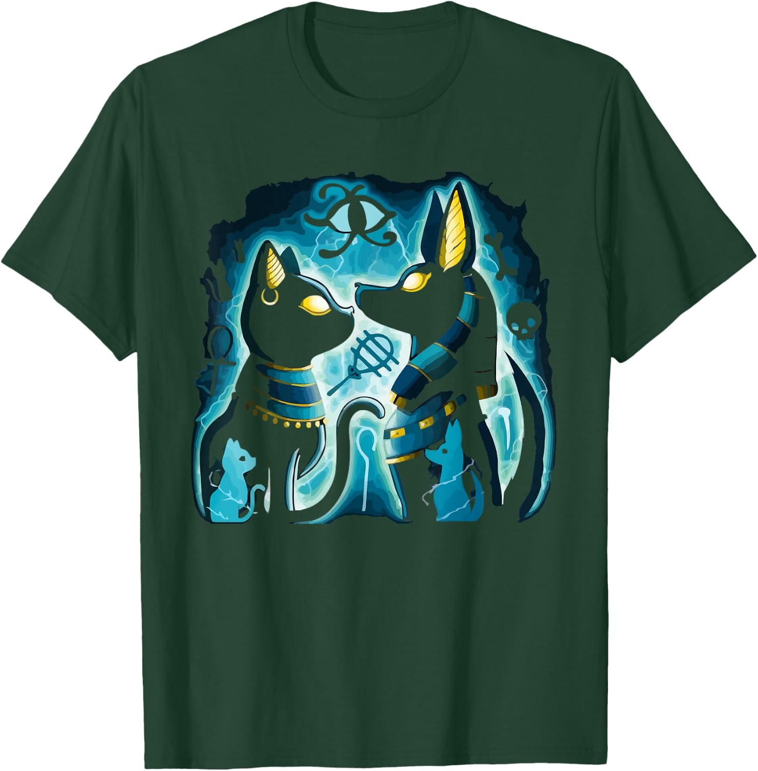 Anubis and Bastet ancient Egyptian god of the afterlife T-Shirt - T-Shirt | Forest