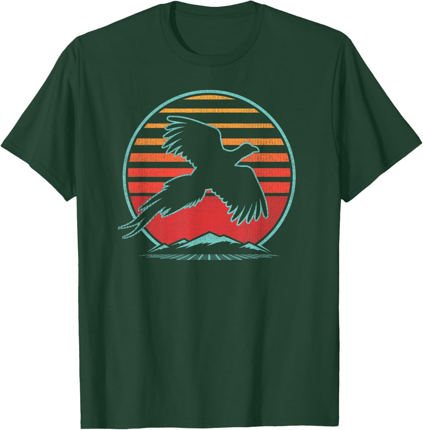 Pheasant Hunting Retro Vintage 80s Style Birding Gift T-Shirt - T-Shirt | Forest