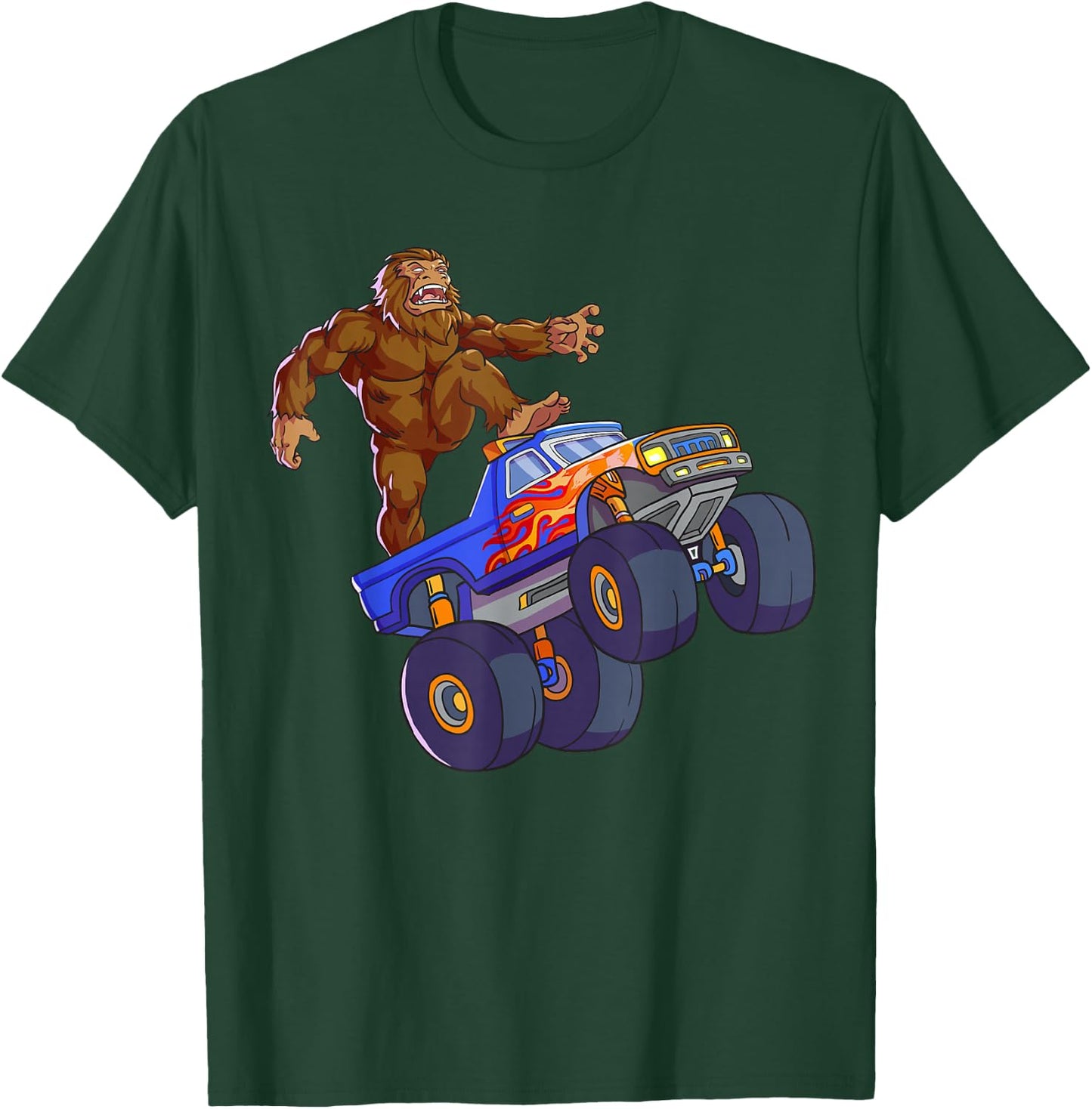 Bigfoot Riding Monster Truck Funny Sasquatch Monster Truck T-Shirt - T-Shirt | Forest