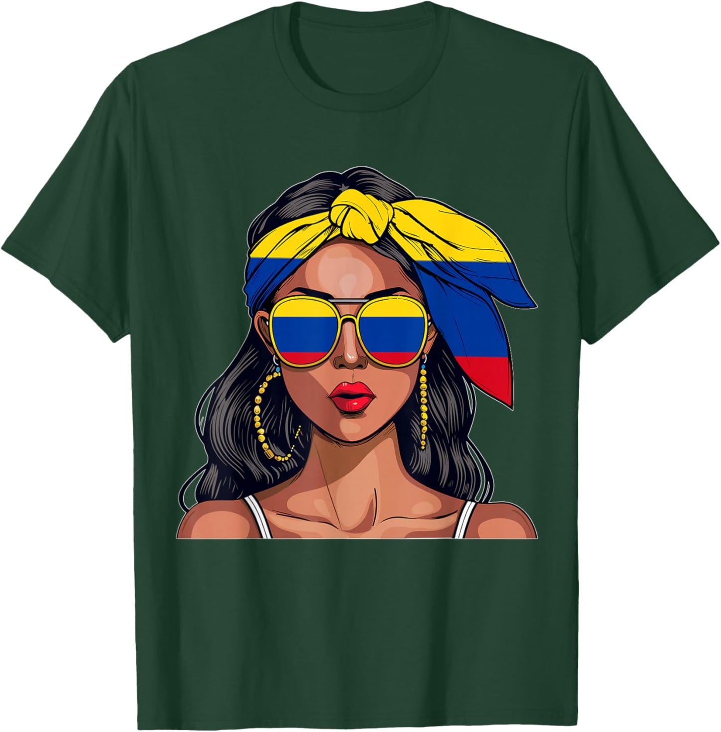 Colombianas Souvenirs Products Woman Flag Uniform Colombia T-Shirt - T-Shirt | Forest