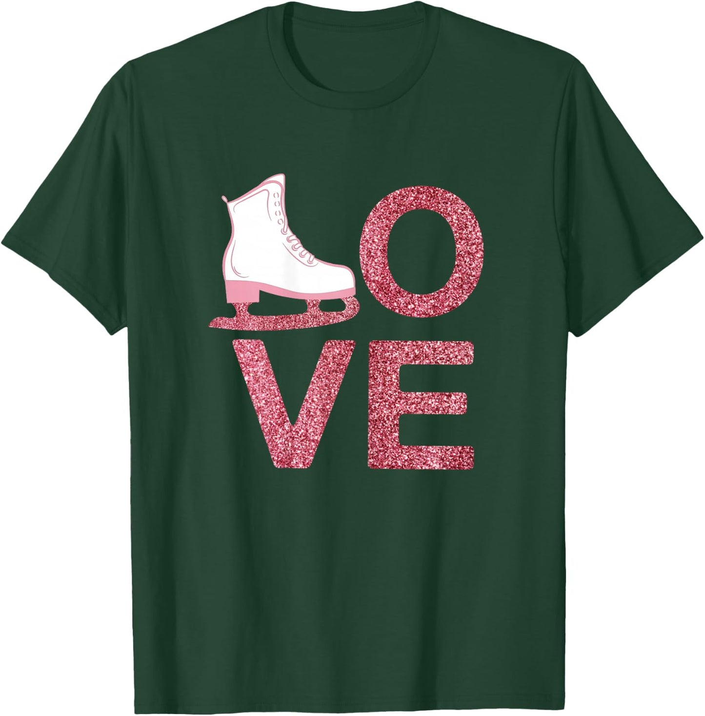 Pink Love Figure Skating Dress Ice Skating Shoes T-Shirt - T-Shirt | Forest