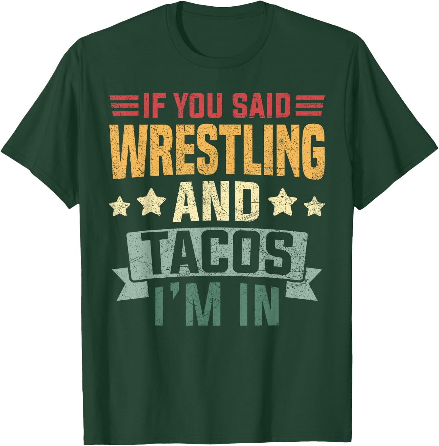 Vintage Funny Wrestling And Tacos Coach Men Boys T-Shirt - T-Shirt | Forest