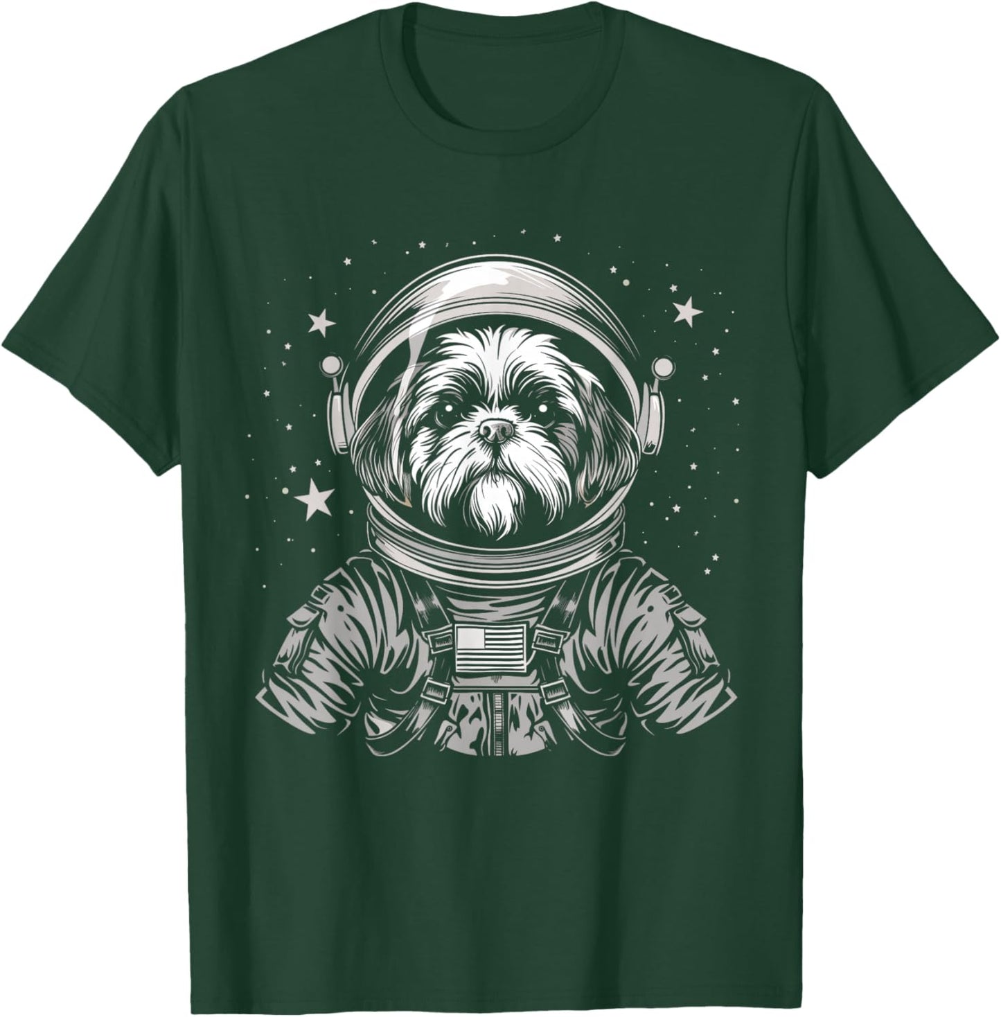 Shih Tzu Astronaut Funny Cute Dog Space Suit Men Women Girls Kids T-Shirt - T-Shirt | Forest